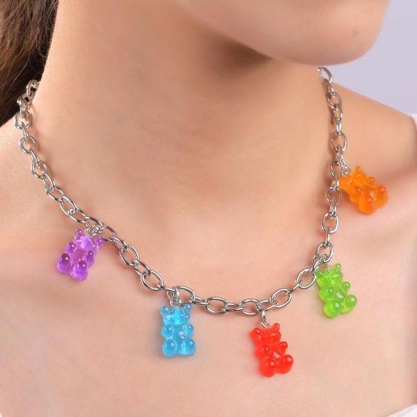 chains cute resin pendant necklace cartoon bear candy color charm chain necklaces for women girls collares jewelry party gifts, Silver
chains cute resin pendant necklace cartoon bear candy color charm chain necklaces for women girls collares jewelry party gifts, Silver