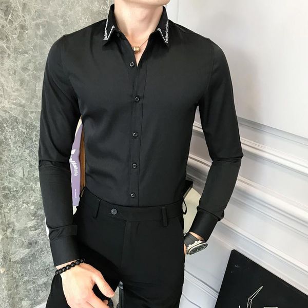 shirt men brand slim fit simple dress mens shirts long sleeve casual embroidery business tuxedo men's social 3xl, White;black
shirt men brand slim fit simple dress mens shirts long sleeve casual embroidery business tuxedo men's social 3xl, White;black