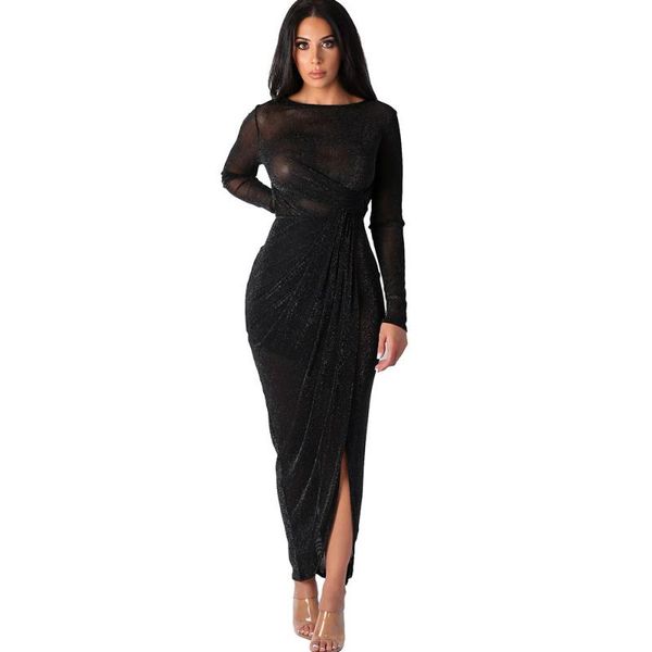 casual dresses glitter maxi dress women mesh sheer draped long sleeve bodycon elegant evening clubwear party vestidos, Black;gray
casual dresses glitter maxi dress women mesh sheer draped long sleeve bodycon elegant evening clubwear party vestidos, Black;gray