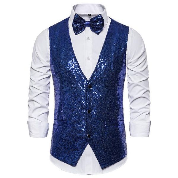 myloddy men shiny gold sequin glitter embellished blazer waistcoat night club wedding party stage singers cloth men's suits & blazers, White;black 
myloddy men shiny gold sequin glitter embellished blazer waistcoat night club wedding party stage singers cloth men's suits & blazers, White;black