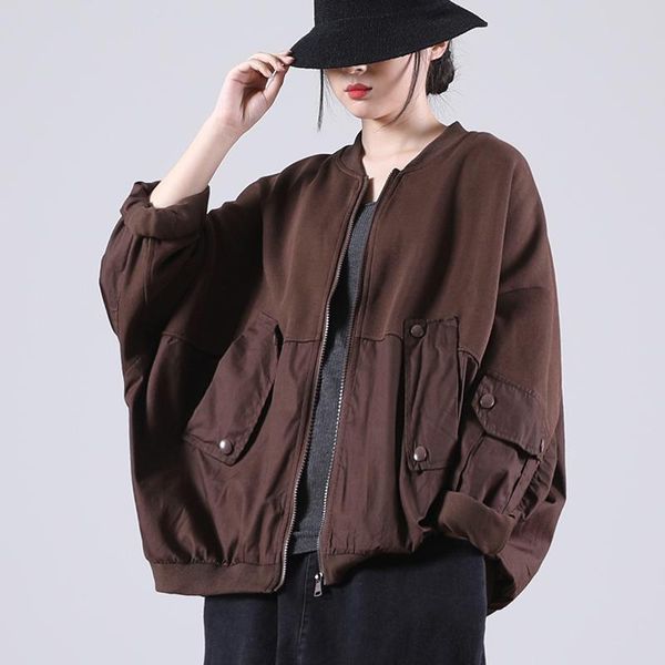 women's jackets harajuku loose oversized coat women double pocket stitching black zipper cardigan short jacket outerwear autumn winter, Black;brown
women's jackets harajuku loose oversized coat women double pocket stitching black zipper cardigan short jacket outerwear autumn winter, Black;brown