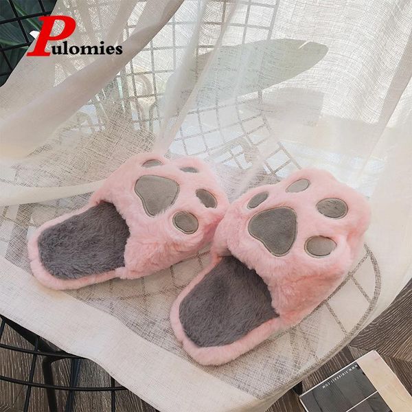 women's plush slippers winter warm furry cute cat claw for girls indoor home loafers slides shoes, Black
women's plush slippers winter warm furry cute cat claw for girls indoor home loafers slides shoes, Black
