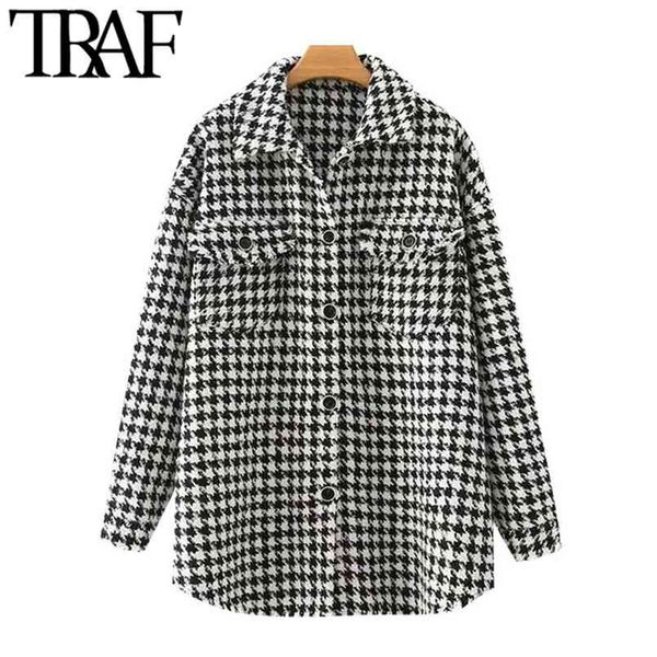 traf women fashion oversized houndstooth frayed tweed jacket coat vintage long sleeve pockets female outerwear chic 210914, Black;brown
traf women fashion oversized houndstooth frayed tweed jacket coat vintage long sleeve pockets female outerwear chic 210914, Black;brown