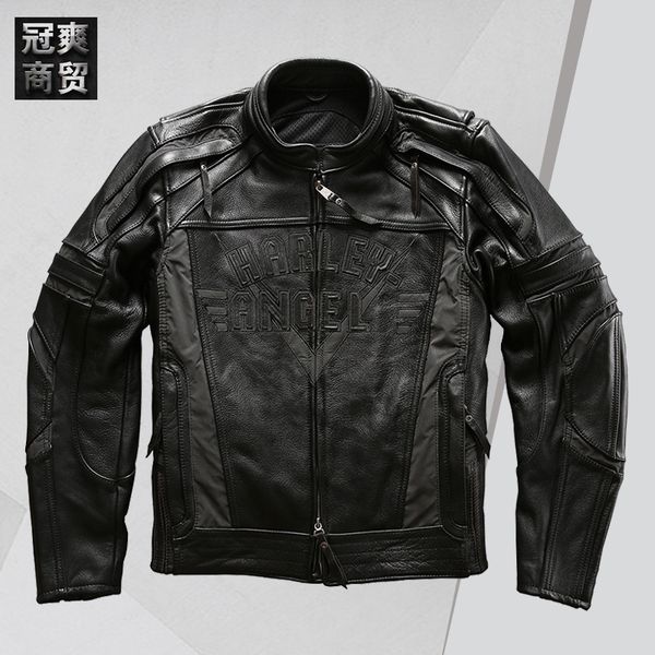 fashion leather harleyangel american cattle men's v-shaped spring and autumn stand collar, Black
fashion leather harleyangel american cattle men's v-shaped spring and autumn stand collar, Black