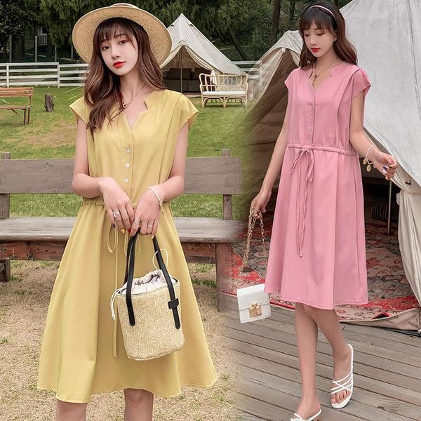 4261# maternity dress summer cotton button open v neck short sleeves loose stylish pregnant women mom dresses, White
4261# maternity dress summer cotton button open v neck short sleeves loose stylish pregnant women mom dresses, White
