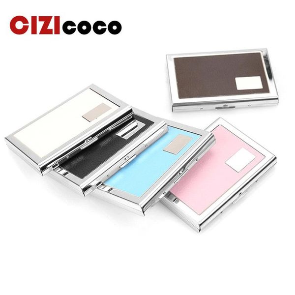 card holders solid men stainless steel holder id business case wallet for women 6 colours, Brown;gray