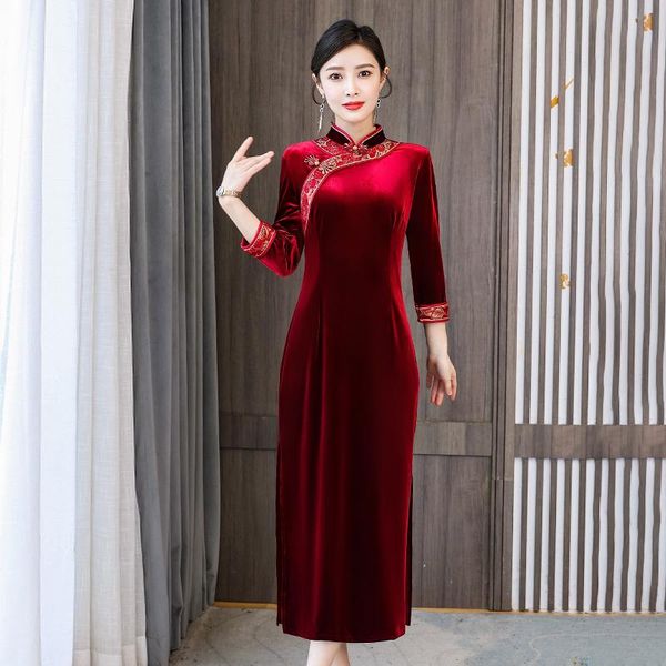 casual dresses chikichi 2021 autumn and winter korean fashion elegant velvet cheongsam improved retro chinese style long-sleeved dress, Black;gray
casual dresses chikichi 2021 autumn and winter korean fashion elegant velvet cheongsam improved retro chinese style long-sleeved dress, Black;gray