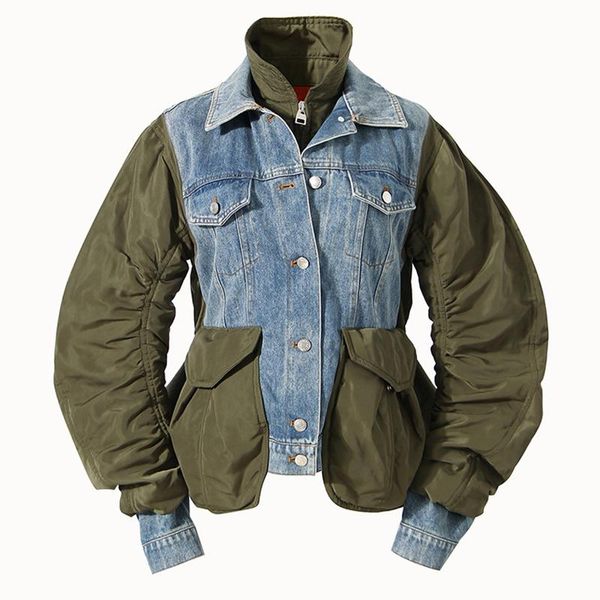 women's jackets women colorblock denim jacket parkas autumn winter high street tunic jeans coat, Black;brown
women's jackets women colorblock denim jacket parkas autumn winter high street tunic jeans coat, Black;brown