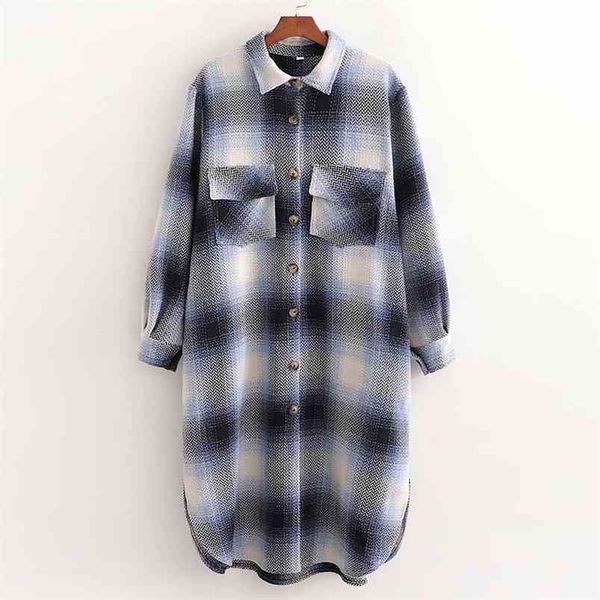 women autumn plaid shirts jackets coats long single breasted loose fashion street outerwear overcoat clothes 210513, Black;brown
women autumn plaid shirts jackets coats long single breasted loose fashion street outerwear overcoat clothes 210513, Black;brown