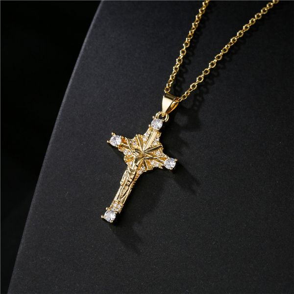 popular crucifixion pendant necklace for men and women with real gold plated copper micro inlaid religious jewelry, Silver
popular crucifixion pendant necklace for men and women with real gold plated copper micro inlaid religious jewelry, Silver