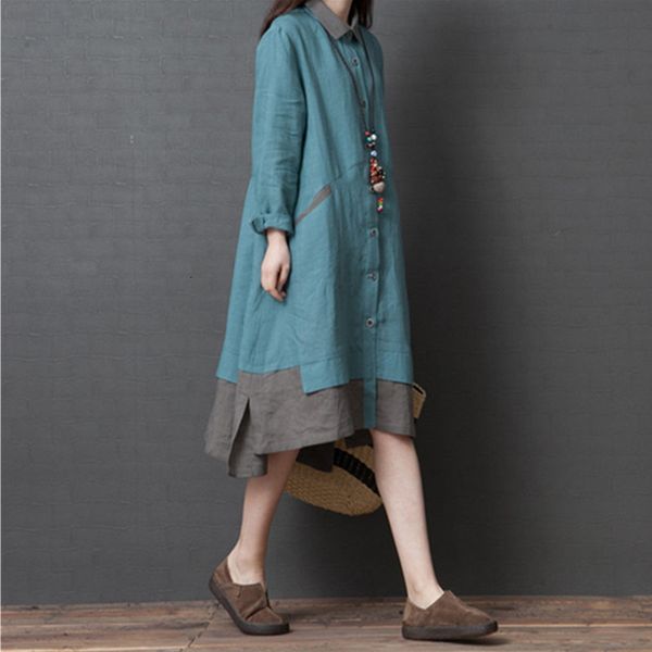 casual dresses autumn women plus size contrast color long-sleeve cotton and linen shirt spring spliced loose vestidos dape, Black;gray
casual dresses autumn women plus size contrast color long-sleeve cotton and linen shirt spring spliced loose vestidos dape, Black;gray
