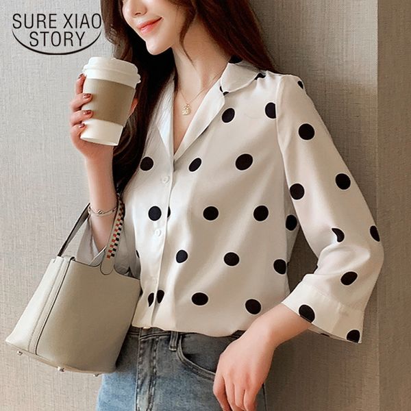 fall printed polka dot suit neck loose feminine chiffon blouse seven-quarter sleeve women shirts 5684 50 210417, White
fall printed polka dot suit neck loose feminine chiffon blouse seven-quarter sleeve women shirts 5684 50 210417, White