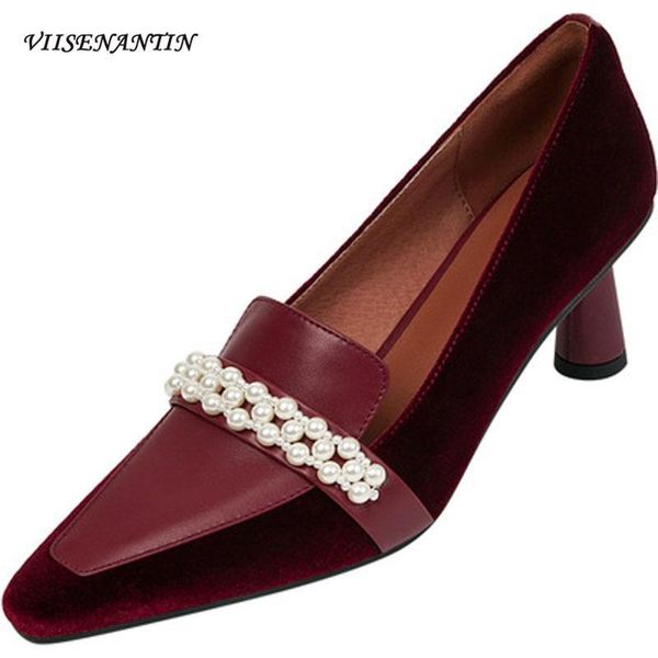 dress shoes pointed pearl shallow mouth mid-heeled women retro stiletto leather stitching velvet temperament high heels, Black
dress shoes pointed pearl shallow mouth mid-heeled women retro stiletto leather stitching velvet temperament high heels, Black