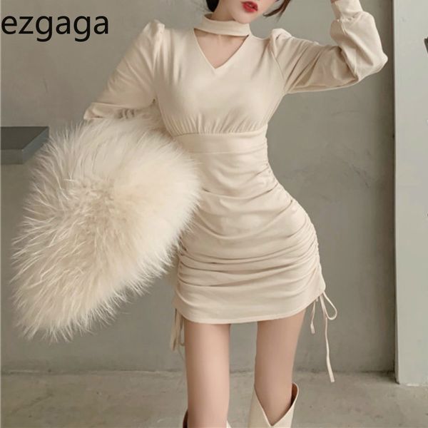 ezgaga v-neck halter hollow out drawstring elegant dress women fashion solid long sleeve ladies outwear bodycon dress 210430, Black;gray
ezgaga v-neck halter hollow out drawstring elegant dress women fashion solid long sleeve ladies outwear bodycon dress 210430, Black;gray