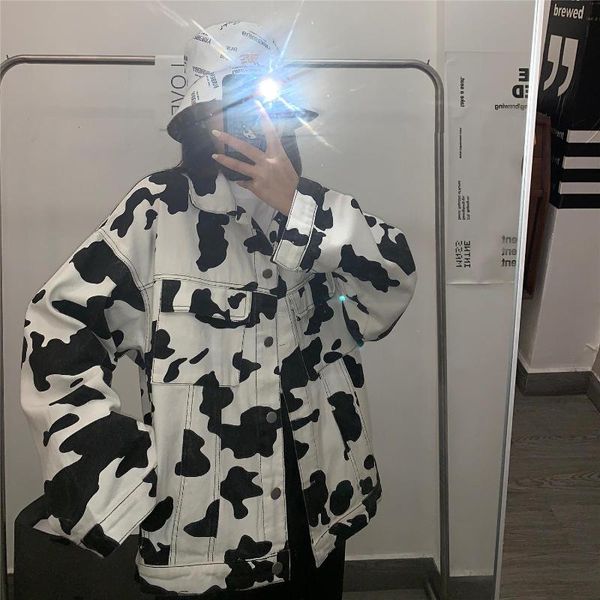 women's jackets women plus size cow print single breasted jacket denim 2021 spring fall indie korean vintage streetwear loose coats, Black;brown
women's jackets women plus size cow print single breasted jacket denim 2021 spring fall indie korean vintage streetwear loose coats, Black;brown