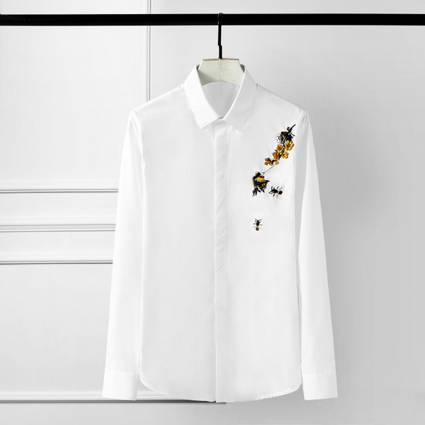 tee shirt shirt men shirt luxury bee 3d embroidery long sleeve mens black white casual plus size 4xl slim shirts man, White;black
tee shirt shirt men shirt luxury bee 3d embroidery long sleeve mens black white casual plus size 4xl slim shirts man, White;black