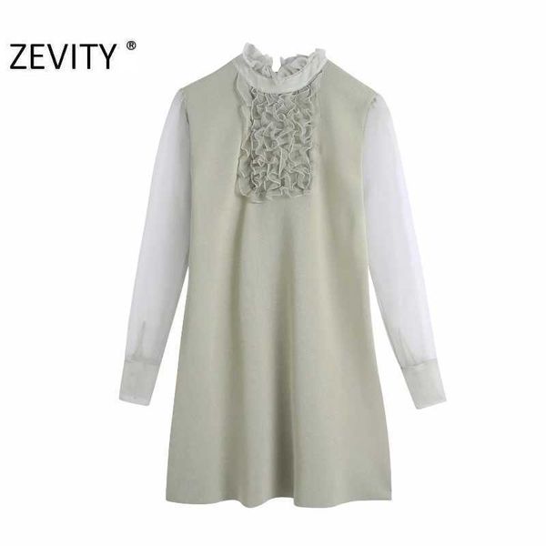 zevity women fashion perspective organza patchwork knitting mini dress office ladies chic casual pleat ruffle vestido ds4585 210603, Black;gray
zevity women fashion perspective organza patchwork knitting mini dress office ladies chic casual pleat ruffle vestido ds4585 210603, Black;gray