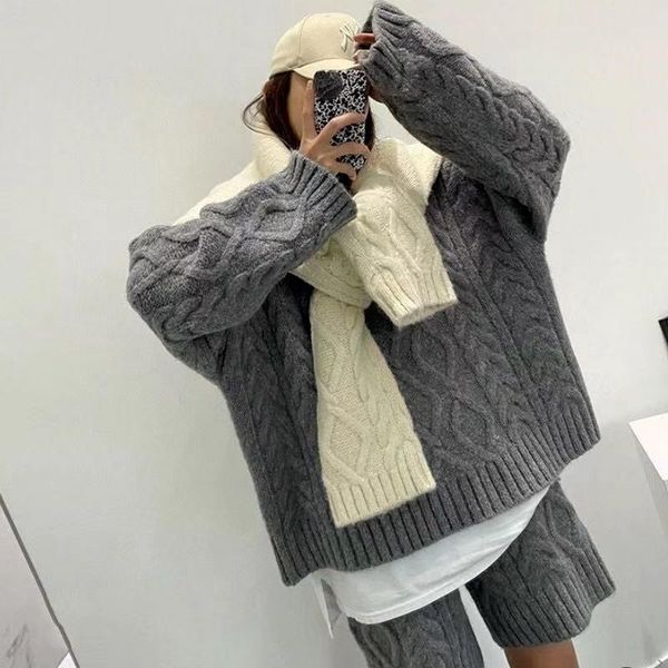women's tracksuits twisted knitted sweatwers and short suits turtleneck long sleeve knit pullover+drawstring lace up high waist shorts, Gray
women's tracksuits twisted knitted sweatwers and short suits turtleneck long sleeve knit pullover+drawstring lace up high waist shorts, Gray