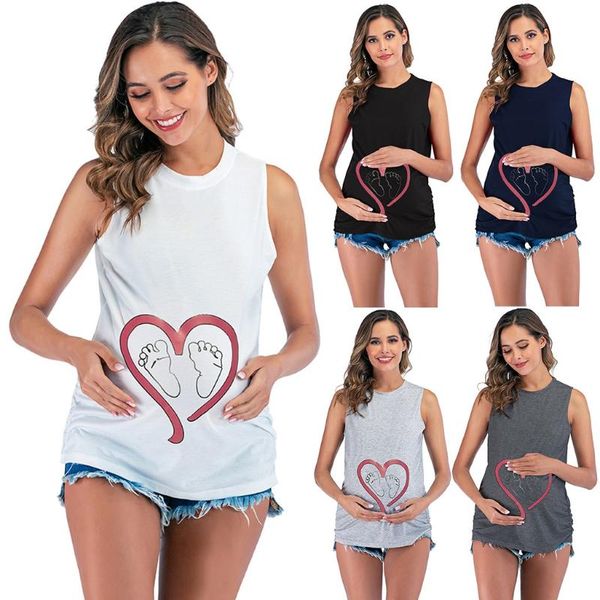 maternity & tees fashion women sleeveless cute o-neck foot printed t-shirt summer tank loose pregnancy clothes plus size#p4, White
maternity & tees fashion women sleeveless cute o-neck foot printed t-shirt summer tank loose pregnancy clothes plus size#p4, White