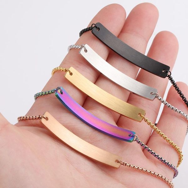 charm bracelets stainless steel blank bend strip bracelet metal rectangle tag adjustable chain mirror polished wholesale 5pcs, Golden;silver
charm bracelets stainless steel blank bend strip bracelet metal rectangle tag adjustable chain mirror polished wholesale 5pcs, Golden;silver