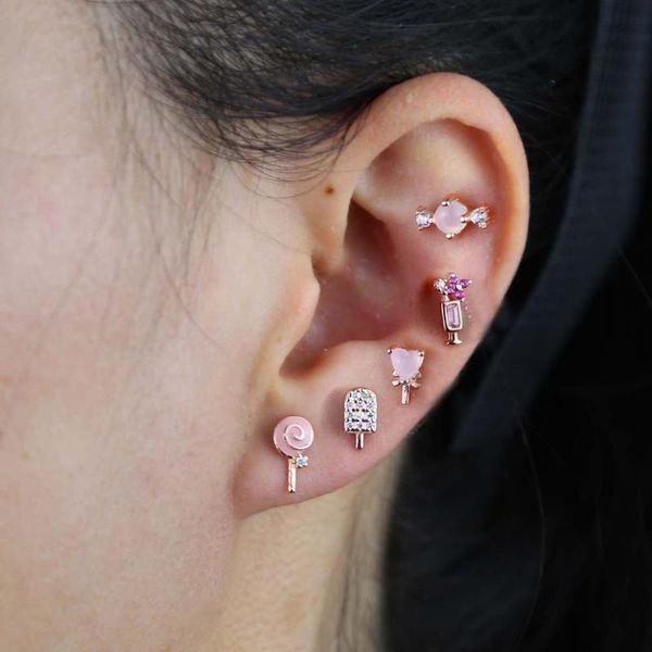 100% 925 sterling silver minimal 5pcs/set pinky juice candy lollipop cream charm stud earrings for lovely girls, Golden;silver
100% 925 sterling silver minimal 5pcs/set pinky juice candy lollipop cream charm stud earrings for lovely girls, Golden;silver