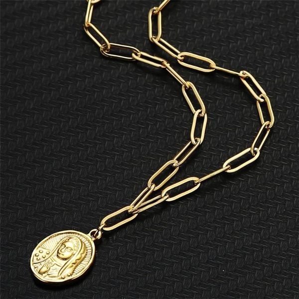 chains stainless steel vintage portrait virgin mary coin necklace for women gold/silver color metal guadalupe cross pendant choker
chains stainless steel vintage portrait virgin mary coin necklace for women gold/silver color metal guadalupe cross pendant choker