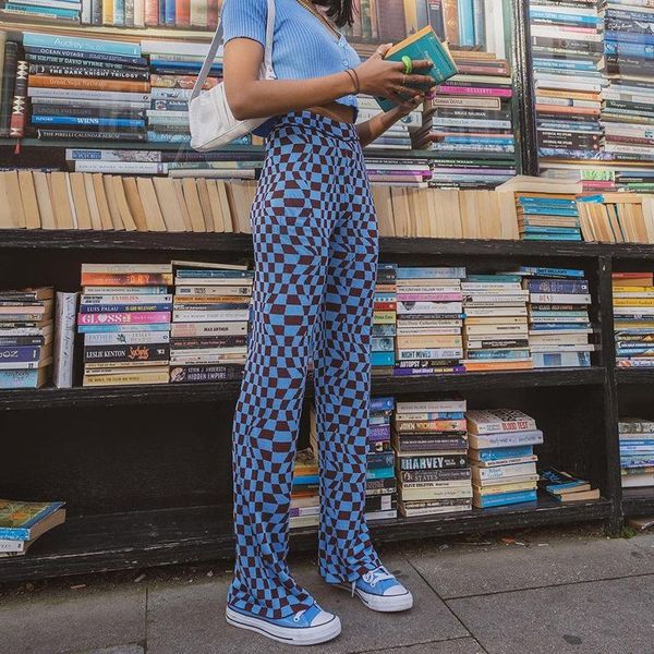 women's pants & capris vintage knit wide leg checker plaid print irregular diamond grid women high waist trousers harajuku, Black;white
women's pants & capris vintage knit wide leg checker plaid print irregular diamond grid women high waist trousers harajuku, Black;white