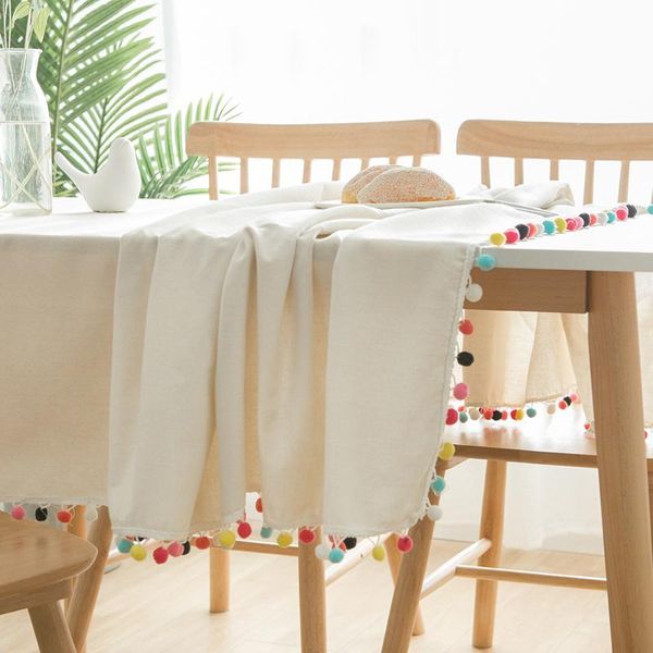 table cloth decorative cotton and linen tablecloth with colored wool ball plain thick rectangular kitchen dining cover tea
table cloth decorative cotton and linen tablecloth with colored wool ball plain thick rectangular kitchen dining cover tea
