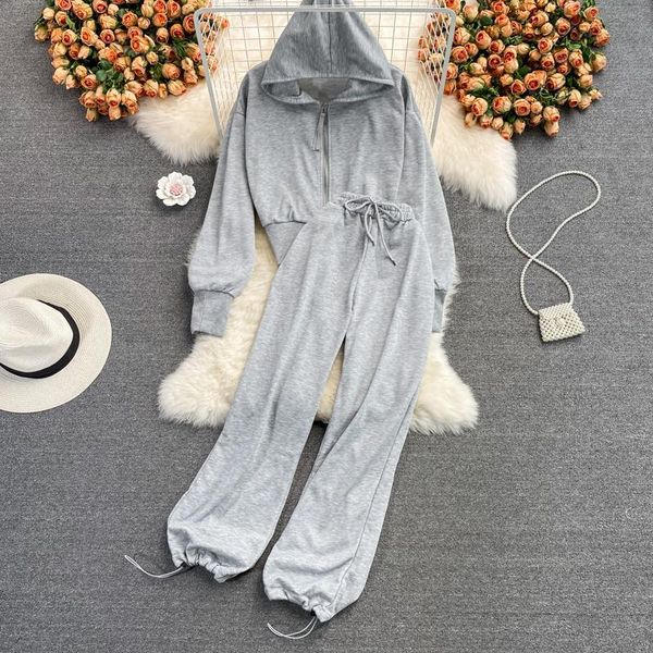 women's two piece pants girl chic casual waist close short zipper hoodie sports suits drawstring leg long autumn women 2021, White
women's two piece pants girl chic casual waist close short zipper hoodie sports suits drawstring leg long autumn women 2021, White