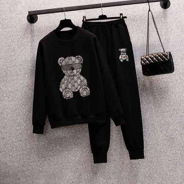 women's two piece pants terno da marca grande roupa feminina primavera e outono nova irmã gorda carne coberta urso camisola de veludo s, White
women's two piece pants terno da marca grande roupa feminina primavera e outono nova irmã gorda carne coberta urso camisola de veludo s, White