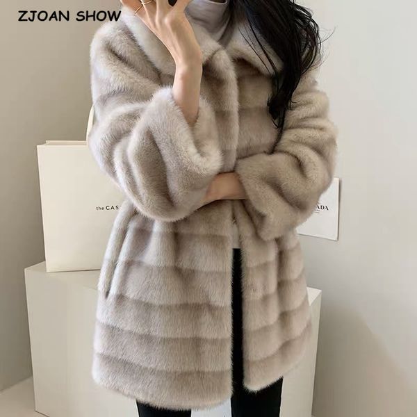 women's wool & blends winter women lapel hairy shaggy gradual stripe faux mink fur jacket ruched slim waist mid long, Black
women's wool & blends winter women lapel hairy shaggy gradual stripe faux mink fur jacket ruched slim waist mid long, Black