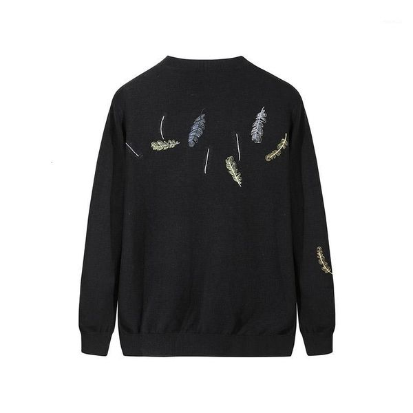 black sweater men embroidery leaves patter mens pullover sweater original designer clothes cotton knitted men clothing o neck1, White;black
black sweater men embroidery leaves patter mens pullover sweater original designer clothes cotton knitted men clothing o neck1, White;black