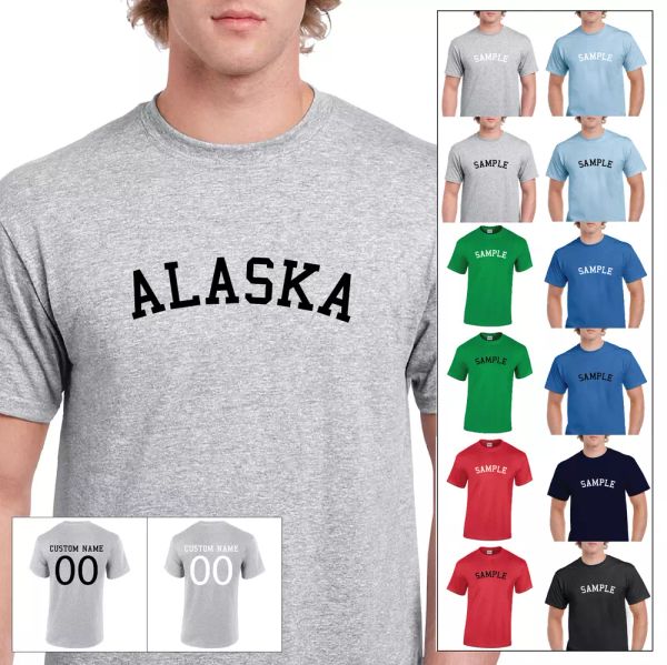 state alaska college text sports letter personalized name number cotton t-shirt, White;black
state alaska college text sports letter personalized name number cotton t-shirt, White;black