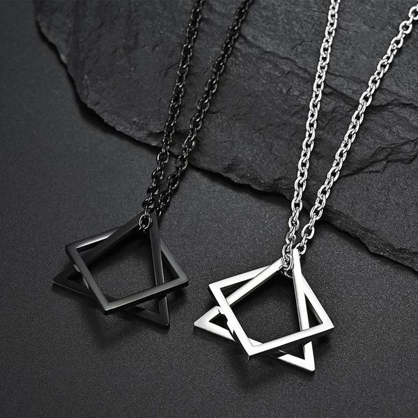 pendant necklaces fashion square triangle men's necklace stainless steel modern geometric stacking streetwear jewelry gift, Silver
pendant necklaces fashion square triangle men's necklace stainless steel modern geometric stacking streetwear jewelry gift, Silver