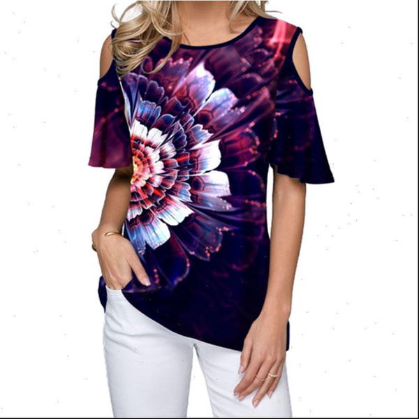 fashion women t shirt 3d floral print short sleeve summer shirts off the shoulder casual tees female femme, White
fashion women t shirt 3d floral print short sleeve summer shirts off the shoulder casual tees female femme, White
