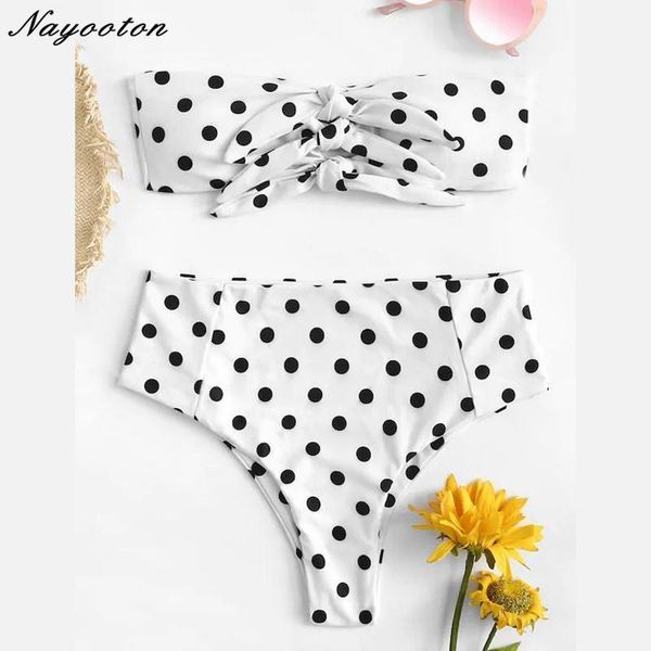 women's swimwear bikini 2021 polka dot knot women high waist swimsuit push up bandeau bathing suit maillot de bain femme, White;black
women's swimwear bikini 2021 polka dot knot women high waist swimsuit push up bandeau bathing suit maillot de bain femme, White;black