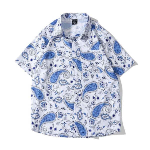 men's casual shirts 2021 high street hawaiian white blue paisley full print beach cardigan leisure short sleeves man, White;black
men's casual shirts 2021 high street hawaiian white blue paisley full print beach cardigan leisure short sleeves man, White;black