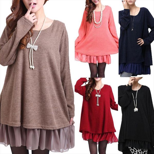 plus size casual long sleeve women dresses fake two pieces back slit bowknot mini dress, Black;gray
plus size casual long sleeve women dresses fake two pieces back slit bowknot mini dress, Black;gray