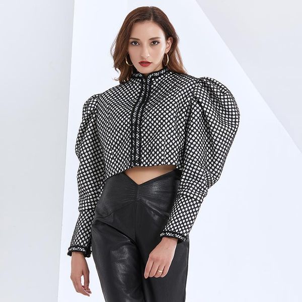 women's jackets ruched short female coats plaid for women o neck puff long sleeve autumn fashion clothing tide, Black;brown
women's jackets ruched short female coats plaid for women o neck puff long sleeve autumn fashion clothing tide, Black;brown