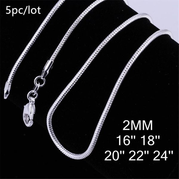 chains 5pcs/lot wholesale silver plated necklace 925 fashion jewelry snake chain 2mm 18 20 22 inches
chains 5pcs/lot wholesale silver plated necklace 925 fashion jewelry snake chain 2mm 18 20 22 inches