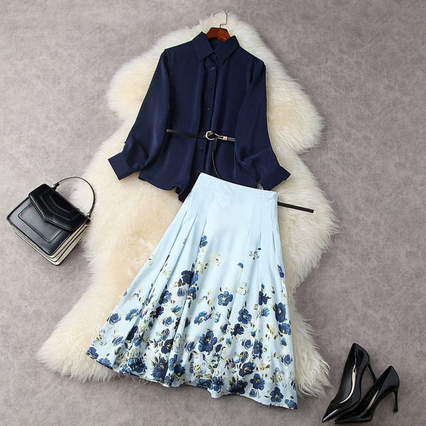 two piece dress spring long sleeve lapel neck blue belted blouse + floral print high waist mid-calf skirt suits 2 s set 21m251995 n303, White
two piece dress spring long sleeve lapel neck blue belted blouse + floral print high waist mid-calf skirt suits 2 s set 21m251995 n303, White