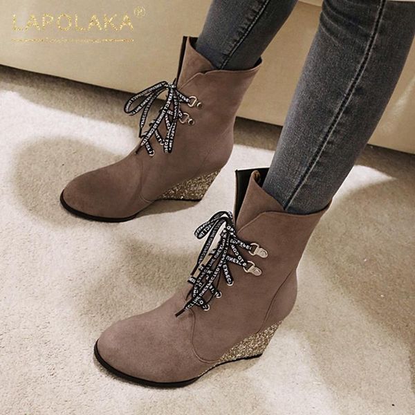 boots lapolaka fashion lace up wedge high heels shoes women female trendy ins spring autumn booties ladies, Black
boots lapolaka fashion lace up wedge high heels shoes women female trendy ins spring autumn booties ladies, Black