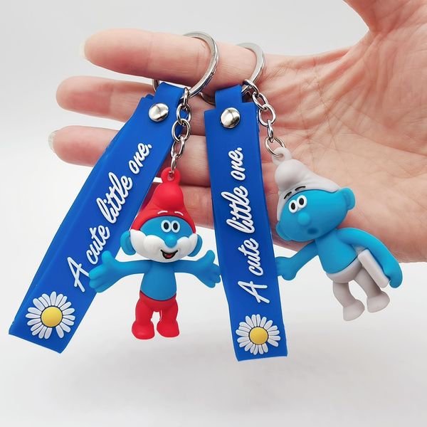 2021 fashion keychain cartoon smurf doll leather rope bag pendant personality creative gift car key chain, Silver
2021 fashion keychain cartoon smurf doll leather rope bag pendant personality creative gift car key chain, Silver