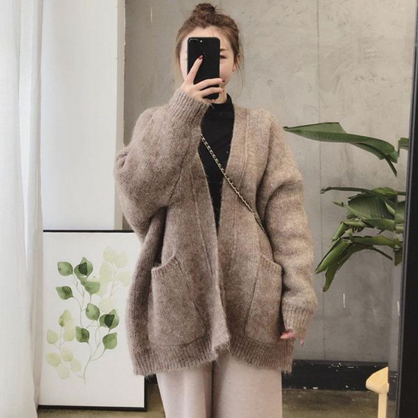 women's knits & tees han edition of 2021 autumn winters loose thickening brief paragraph coat retro cardigan web celebrity knitted, White
women's knits & tees han edition of 2021 autumn winters loose thickening brief paragraph coat retro cardigan web celebrity knitted, White