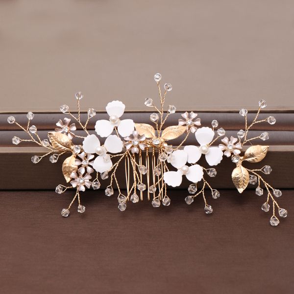 trendy gold flower leaf crystal wedding hair comb tiara bridal hair accessories women wedding hair jewelry headpiece handmadedio chan contac, White;golden
trendy gold flower leaf crystal wedding hair comb tiara bridal hair accessories women wedding hair jewelry headpiece handmadedio chan contac, White;golden