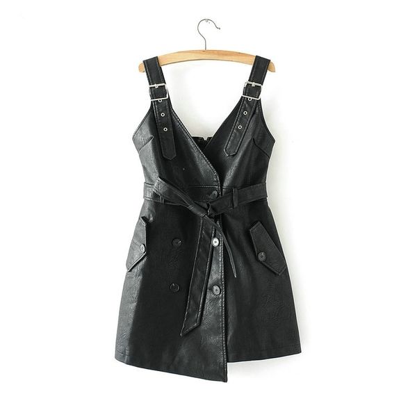 pu faux irregular leather dress bow belt v neck black mini strap dresses high waist pockets buttons elegant vestidos mujer 210507, Black;gray
pu faux irregular leather dress bow belt v neck black mini strap dresses high waist pockets buttons elegant vestidos mujer 210507, Black;gray