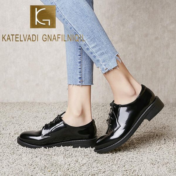 dress shoes katelvadi ladies patent leather loafers casual classic fashion oxford for women footwear girls offices xsx007, Black
dress shoes katelvadi ladies patent leather loafers casual classic fashion oxford for women footwear girls offices xsx007, Black