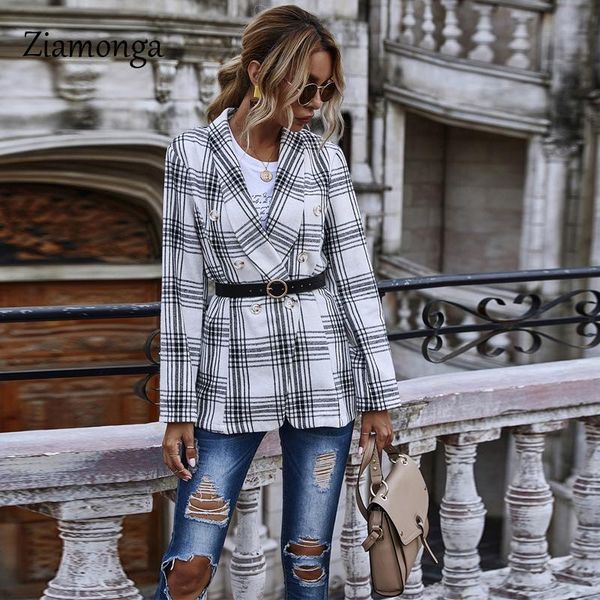 ziamonga korean plaid women work blazer jacket casual double-breasted elegant suit female 2021 slim outwear women's suits & blazers, White;black
ziamonga korean plaid women work blazer jacket casual double-breasted elegant suit female 2021 slim outwear women's suits & blazers, White;black