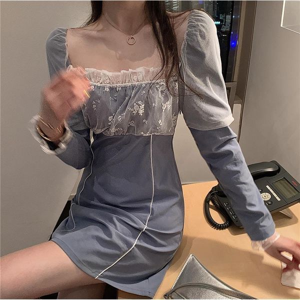 dresses long sleeve dress with mesh bandage for women's new style in spring and summer, Black;gray
dresses long sleeve dress with mesh bandage for women's new style in spring and summer, Black;gray