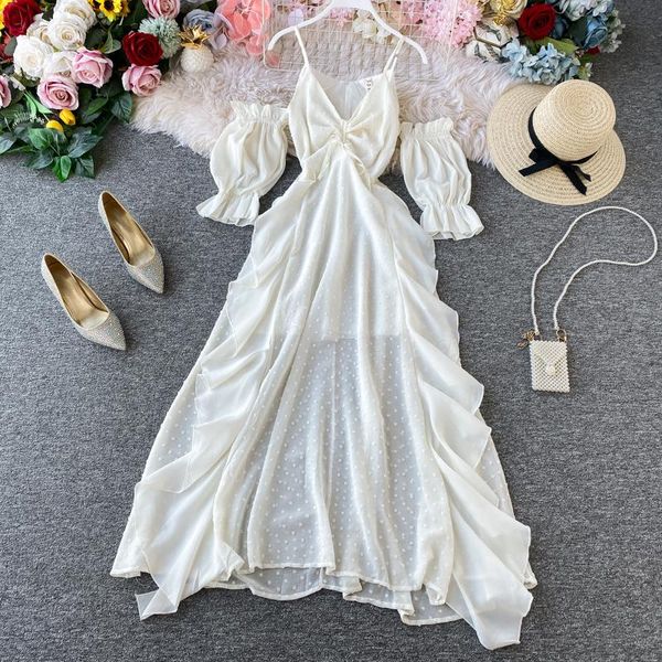 party dresses beach dress women white summer fashion elegant ruffles off shoulder sling chiffon maxi ruffle vestidos mujer robes femme, White;black
party dresses beach dress women white summer fashion elegant ruffles off shoulder sling chiffon maxi ruffle vestidos mujer robes femme, White;black